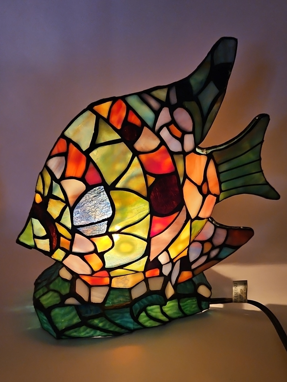 Stained Glass Fish Accent Lamp - Multicolor 10.5" Height Art deco